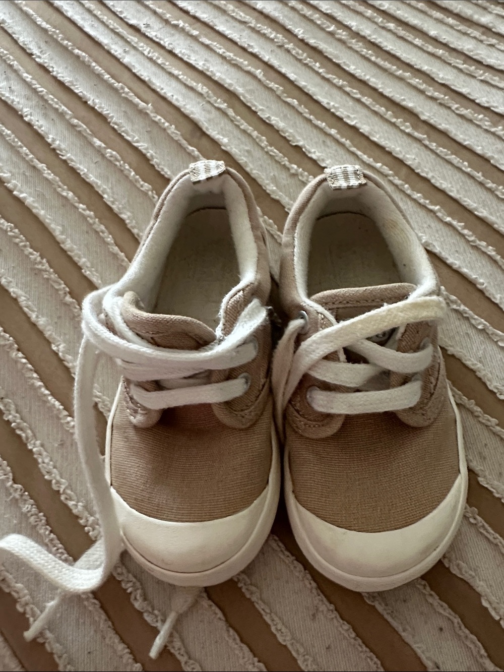 Keds Kids Tan Canvas Sneakers with White Laces
